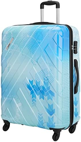 Safari Ray Voyage 77 Cms Large Check-in Polycarbonate (PC) Hard Sided 4 Wheels 360 Degree Rotation Luggage- Suitcase, Printed Blue